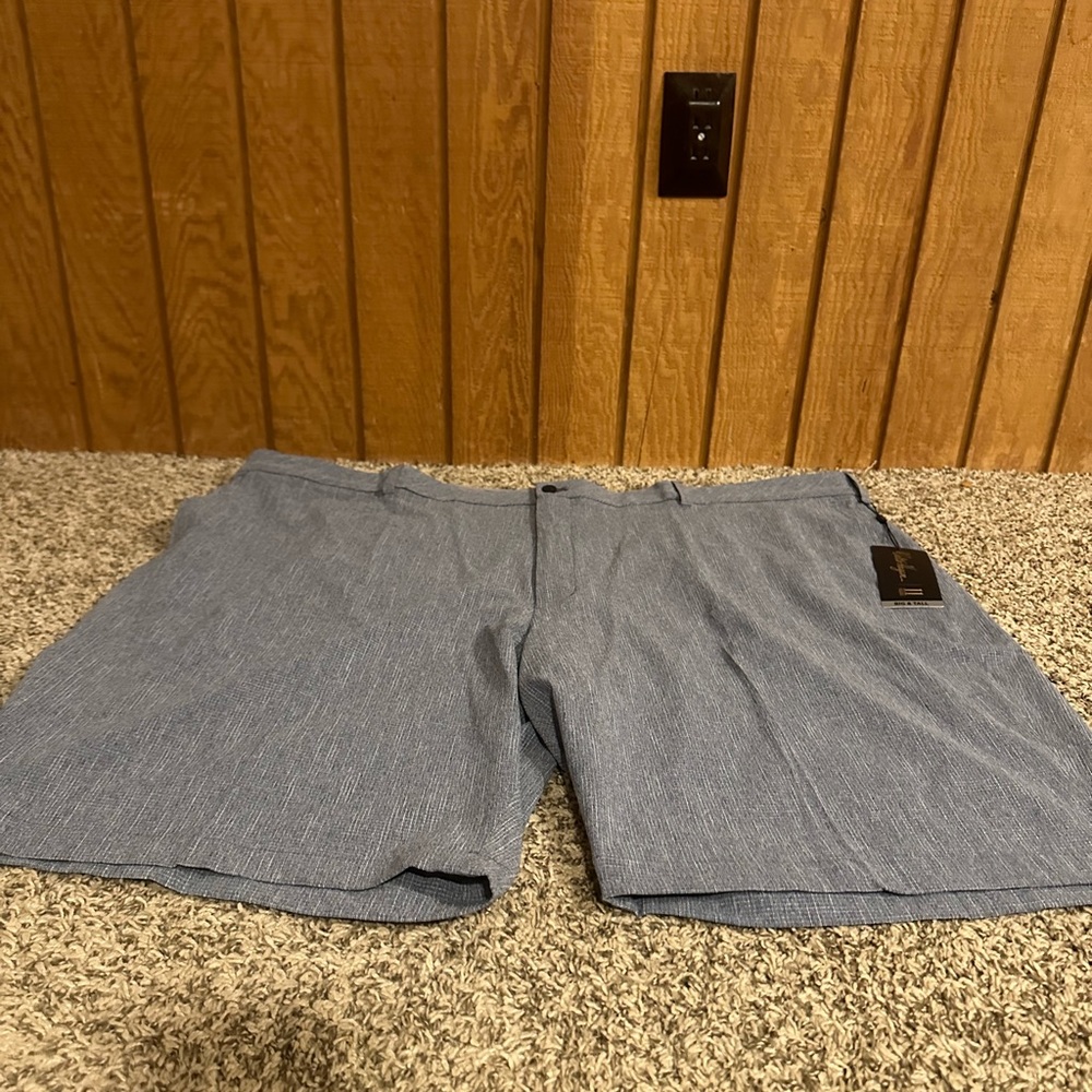 Walter Hagen Men's Perfect 11 Textured Grid 10" Golf Shorts: BLUE/GRAY:NWT:SZ 52
